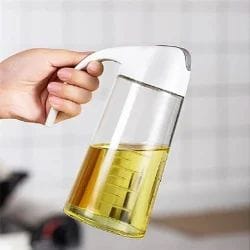 Oil Dispenser Bottle,630ml Leakproof Condiment Container With Automatic Cap and Stopper,Non-Drip Spout,Storage Jars Olive Non-Slip Handle for Kitchen Cooking