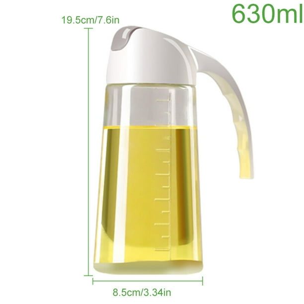Oil Dispenser Bottle,630ml Leakproof Condiment Container With Automatic Cap and Stopper,Non-Drip Spout,Storage Jars Olive Non-Slip Handle for Kitchen Cooking