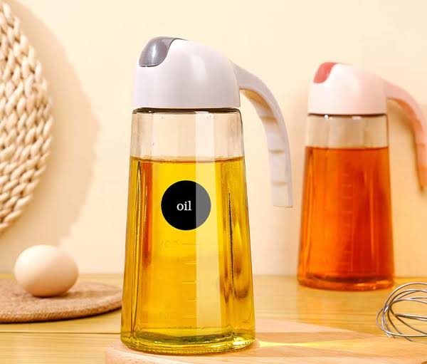 Oil Dispenser Bottle,630ml Leakproof Condiment Container With Automatic Cap and Stopper,Non-Drip Spout,Storage Jars Olive Non-Slip Handle for Kitchen Cooking