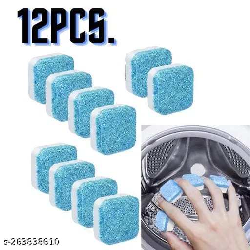 12pcs Washing Machine Cleaner Tablets, Solid Washer Deep Cleaning Tablet, for Front and Top Load Washers