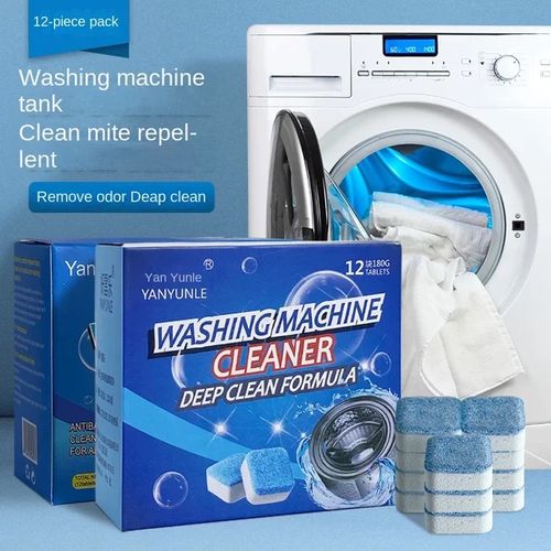 12pcs Washing Machine Cleaner Tablets, Solid Washer Deep Cleaning Tablet, for Front and Top Load Washers