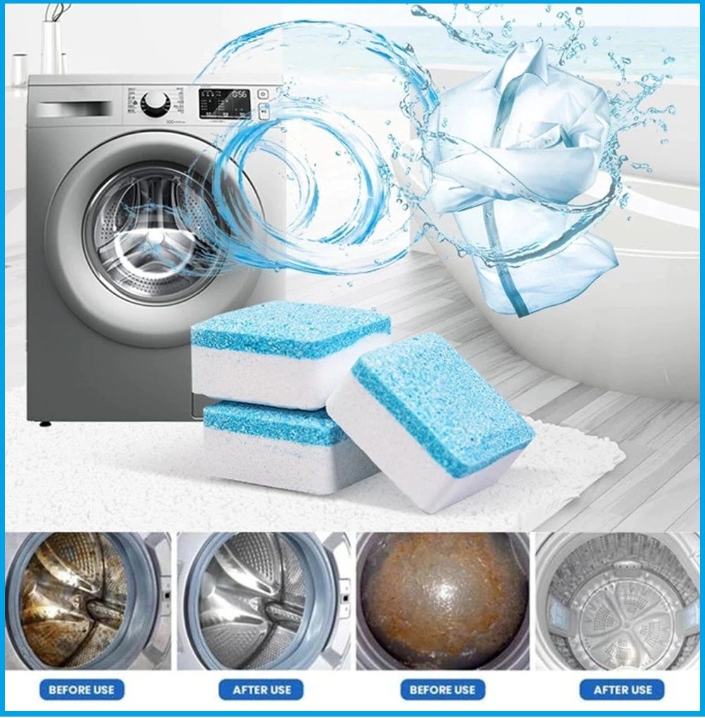 12pcs Washing Machine Cleaner Tablets, Solid Washer Deep Cleaning Tablet, for Front and Top Load Washers