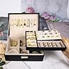 Jewelry Box 2 Layer PU leather Organizer With Lid Rings Earrings Necklace Holder Case Classified Jewelry Organizer for Women Girls Jewelry Storage Box
