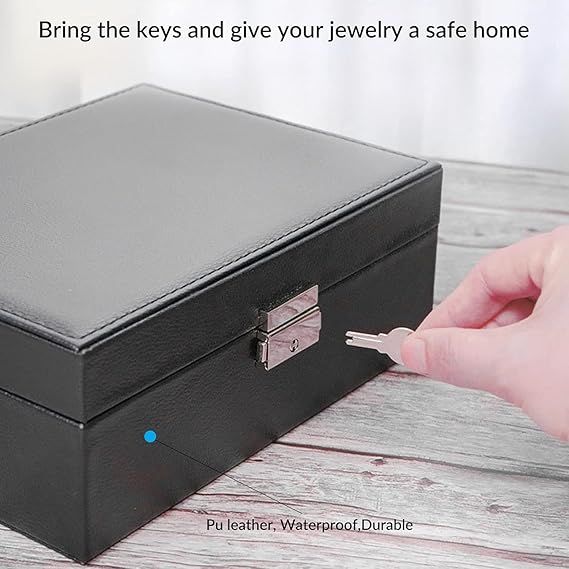 Jewelry Box 2 Layer PU leather Organizer With Lid Rings Earrings Necklace Holder Case Classified Jewelry Organizer for Women Girls Jewelry Storage Box