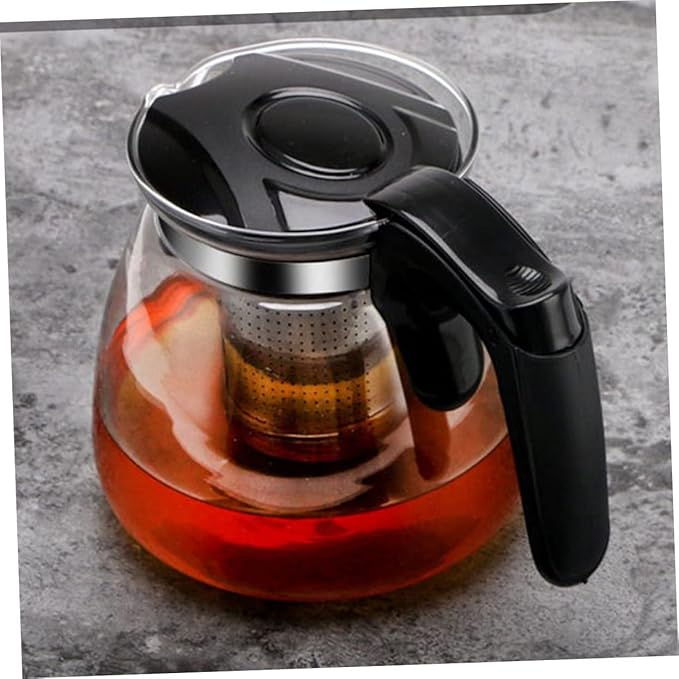 Teapot Strainer 1100ml Filtered glass  Kettle Stainless Steel Tea Infuser Safe Easy to Use