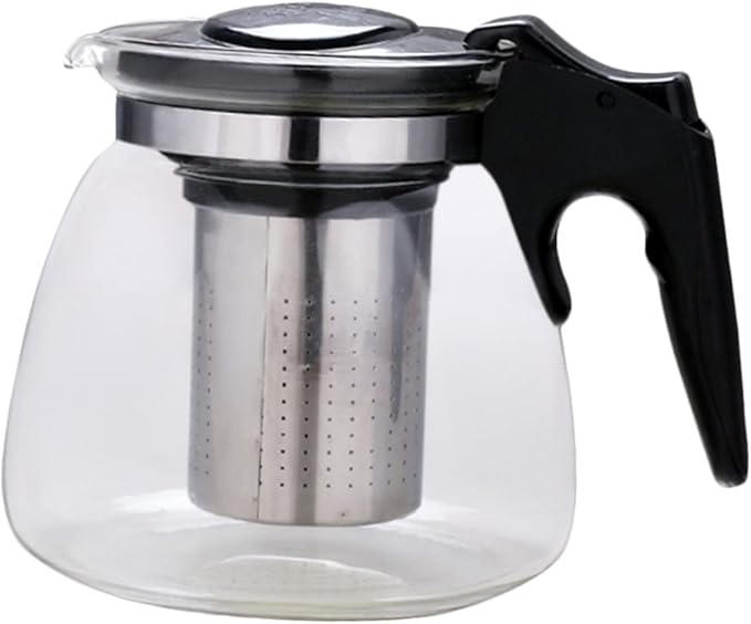 Teapot Strainer 1100ml Filtered glass  Kettle Stainless Steel Tea Infuser Safe Easy to Use