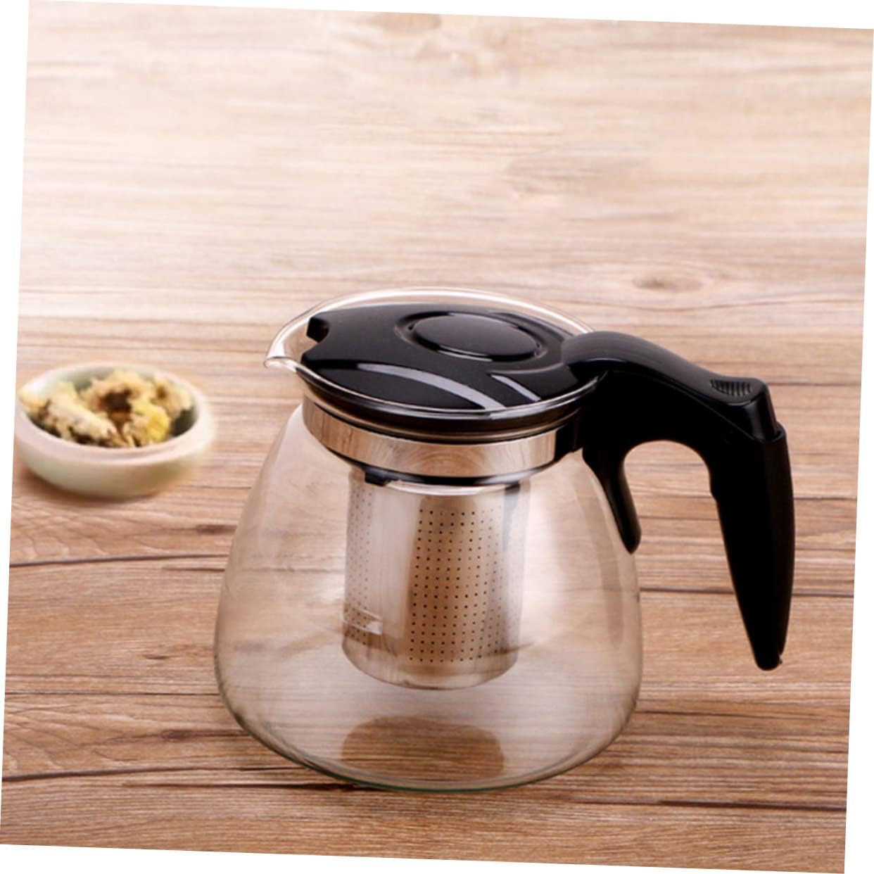 Teapot Strainer 1100ml Filtered glass  Kettle Stainless Steel Tea Infuser Safe Easy to Use