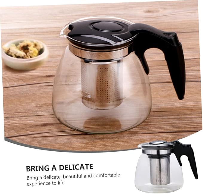 Teapot Strainer 1100ml Filtered glass  Kettle Stainless Steel Tea Infuser Safe Easy to Use
