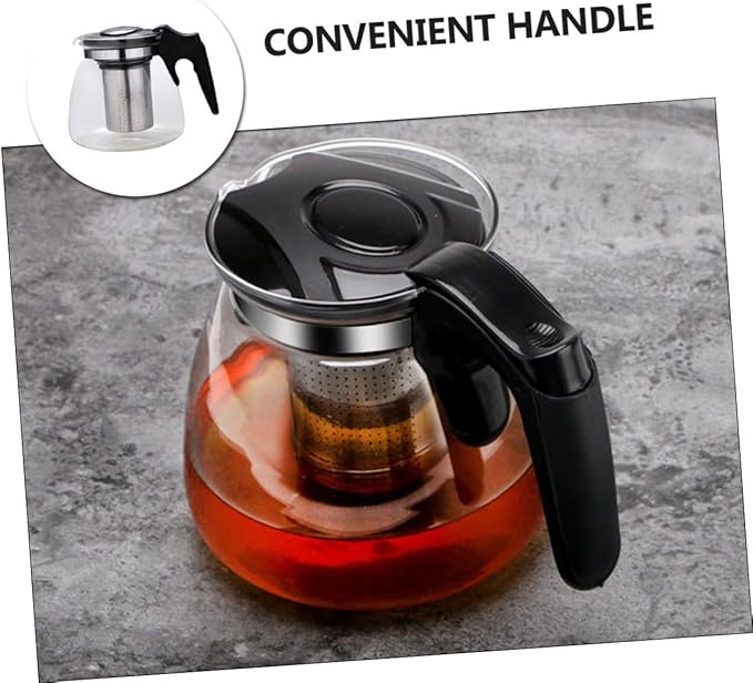 Teapot Strainer 1100ml Filtered glass  Kettle Stainless Steel Tea Infuser Safe Easy to Use