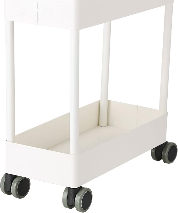 4 Tier Rolling Cart with Wheels and Handle,Rolling Storage Cart for Office, Living Room, Laundry Room,Kitchen,Bathroom,Black fruits and vegetable rack