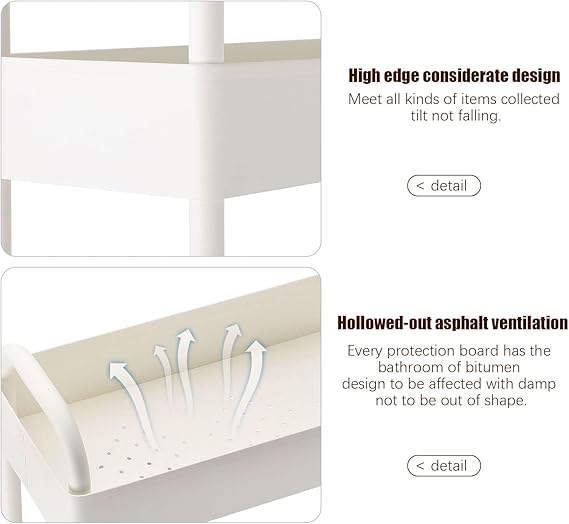 4 Tier Rolling Cart with Wheels and Handle,Rolling Storage Cart for Office, Living Room, Laundry Room,Kitchen,Bathroom,Black fruits and vegetable rack