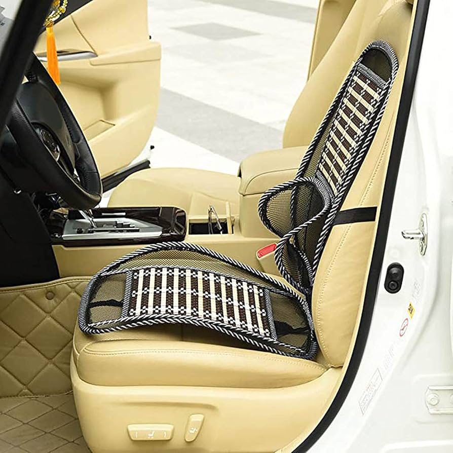 2-pcs Standard Size Ventilated Seat Cushion with Lumbar Support Air Flow Breathable Back Support Cushion Car Seat Cushion Cool Pad for Comfort and Lower Back Pain Relief