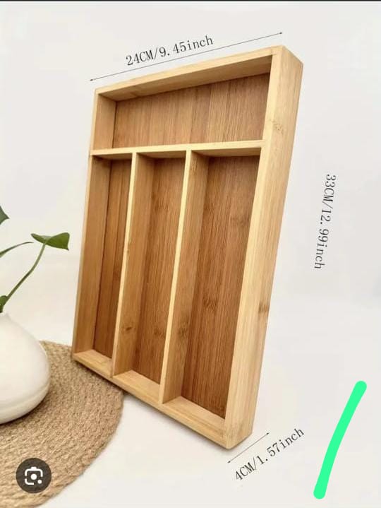 size 33x24x4cm dining 5 slot bamboo cutlery organizer  Bamboo Drawer Organizer 5 Compartments Bamboo Drawer Box Divided Drawer Silverware Tray Kitchen Drawer Organizer Tray Bamboo Cutlery Tray