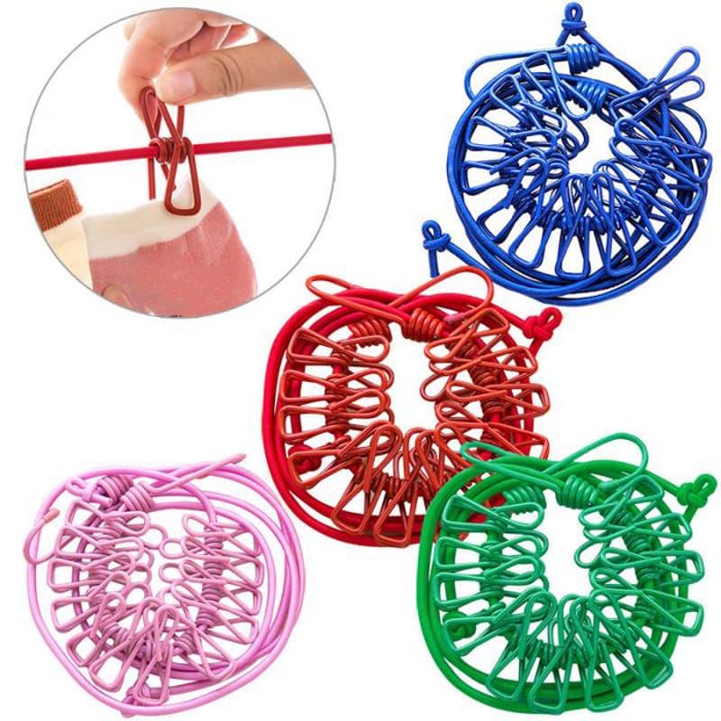 Strong 1.8m To 3.4m Stretching Cloth Line With 12 Pegs.Durable Wild Travel & Portable Line Rope with Clips,
Normal size 1.8 meters and stretched size 3.6 meters.
Makes your laundry and hanging more co