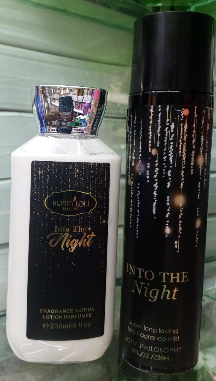 🥰🥰🥰PROMOTION PROMOTION 😍😍INTO THE NIGHT FRAGRANCE LOTION AND BODY MISTWhat it smells like: a timeless, feminine, alluring night on the town.

Fragrance notes: raspberry noir, amber crystals, velv