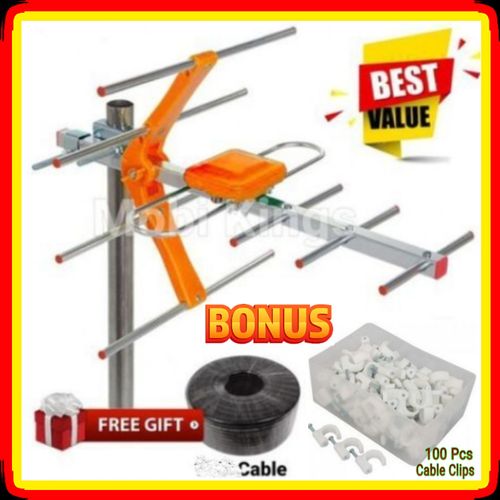 Phelistar Digital TV Aerial, also known as a digital TV antenna. It is designed to receive UHF and VHF signals, which allows a digital television or decoder to receive digital channels. 
The product s