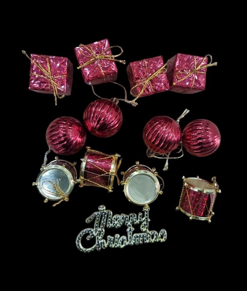 13pc Red Christmas Decor Accessories – Festive Charm for Every Corner

Includes a variety of ornaments to brighten your tree, wreaths, and home

Vibrant red finish adds warmth and holiday spirit

Dura