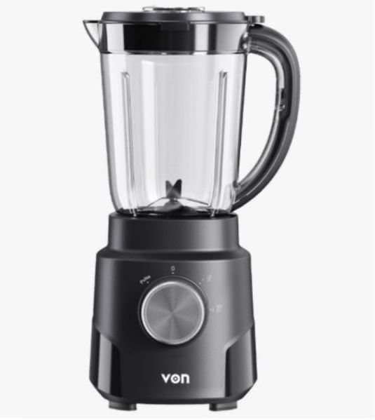 Von 2-in-1 blender, model VBP501NLB. 
This kitchen appliance is designed for blending and grinding various food items, and it features: 
A 1.5-liter plastic jar.
A 500-watt full copper motor.
Two spee
