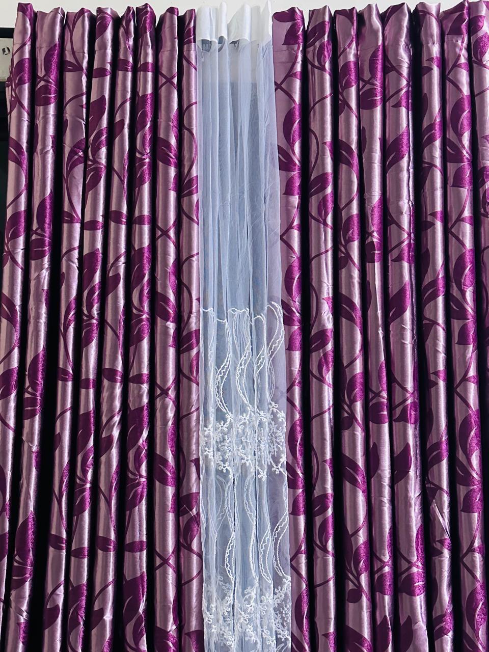 *3 pc Velvet Curtains(Thunder Effect)* 
▪️ 2 Curtains 1.5 m each
▪️1 Sheer-3 m
▪️Height-2.5m
 *Available in* 

It has a smooth soft feel. This you will love.