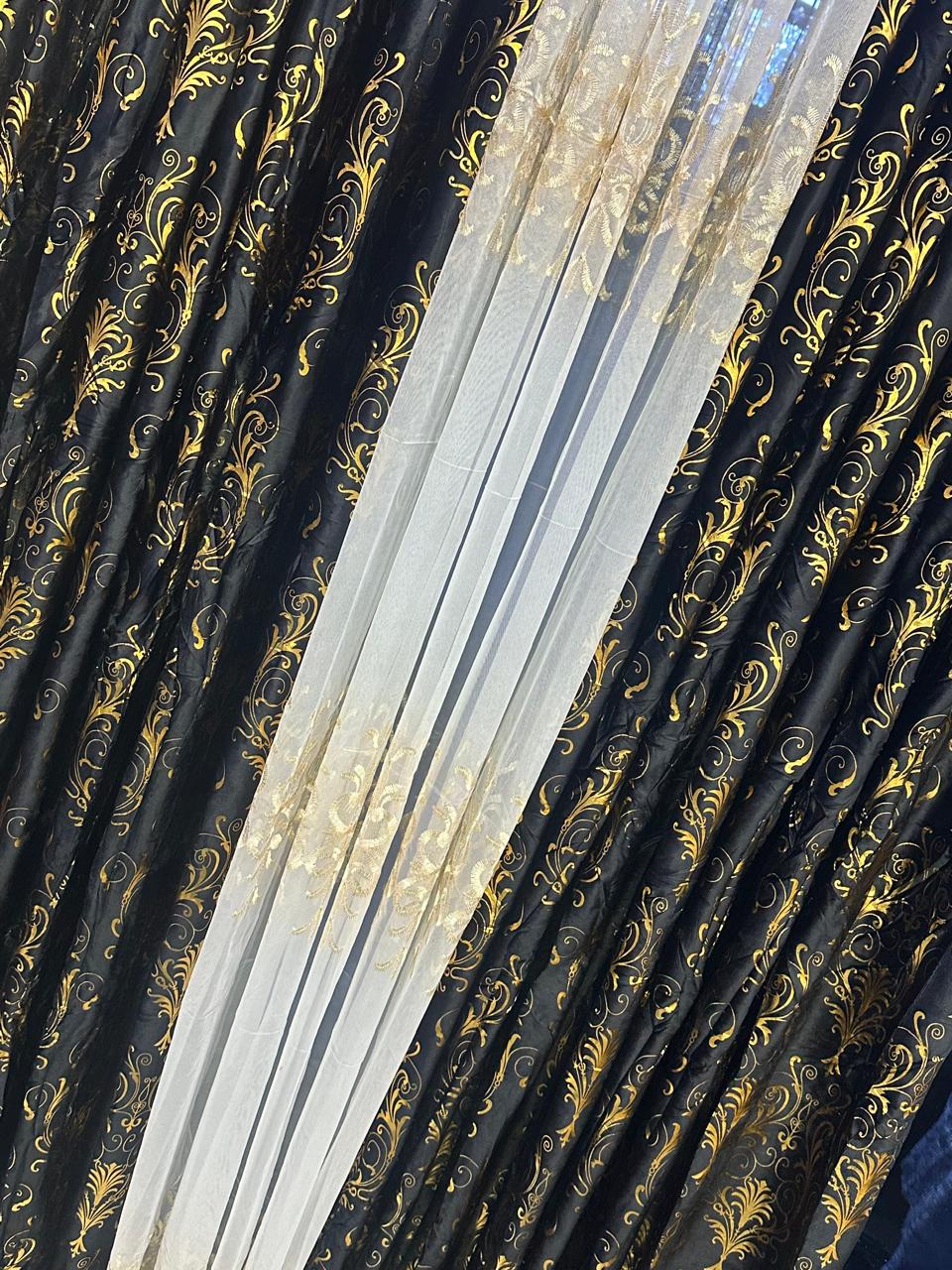 *3 pc Velvet Curtains(Thunder Effect)* 
▪️ 2 Curtains 1.5 m each
▪️1 Sheer-3 m
▪️Height-2.5m
 *Available in* 

It has a smooth soft feel. This you will love.