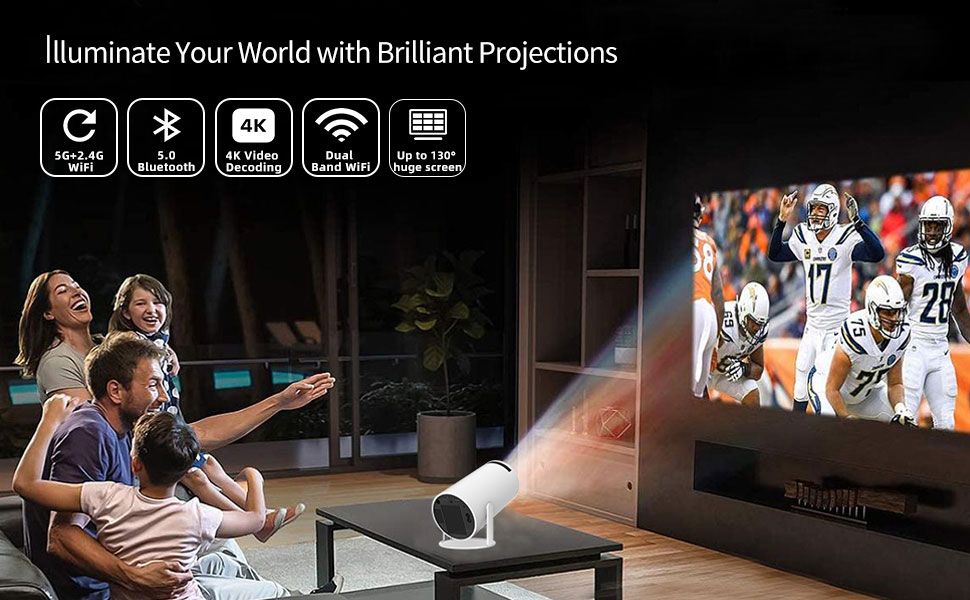 HY300 Pro Android Projector – Android 13, 4K Input, 300 ANSI Lumens, WiFi 6, Bluetooth 5.0, Smart Mini Home Cinema, Netflix & YouTube Ready