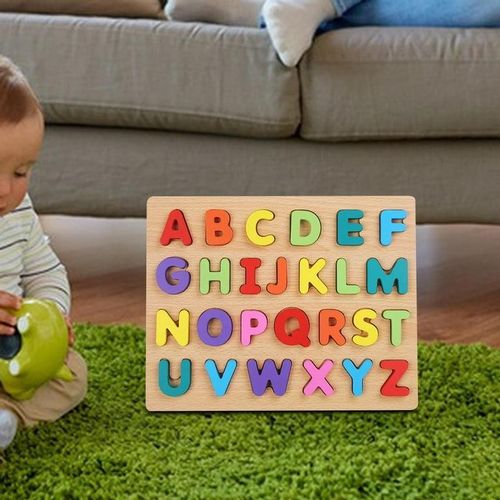 Wooden Alphabet Number Puzzle,ABC and 123 Letters Sorting Board Blocks Montessori Matching Game