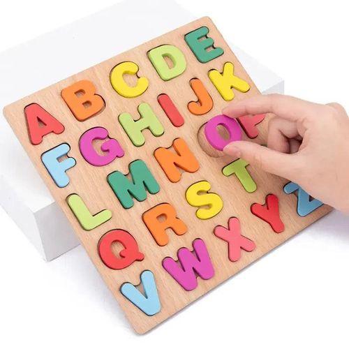 Wooden Alphabet Number Puzzle,ABC and 123 Letters Sorting Board Blocks Montessori Matching Game