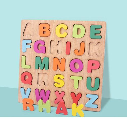 Wooden Alphabet Number Puzzle,ABC and 123 Letters Sorting Board Blocks Montessori Matching Game
