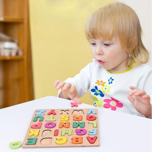 Wooden Alphabet Number Puzzle,ABC and 123 Letters Sorting Board Blocks Montessori Matching Game