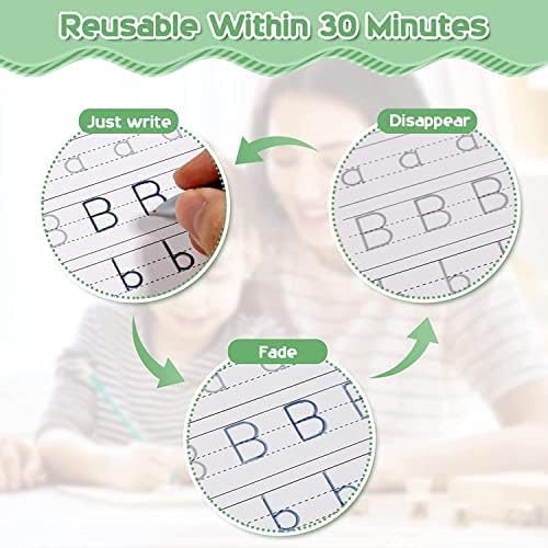 Magic Practice Copybook E BOOK (4 Books,1 Pen and 5 Refills)Number Tracing Book for Preschoolers with Pen, Magic Calligraphy Copybook Set Practical Reusable Writing Tool Simple Hand
