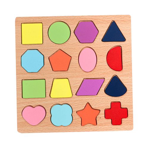 Wooden Shape Puzzle Sorting Board Blocks Montessori Matching Game For Toddlers