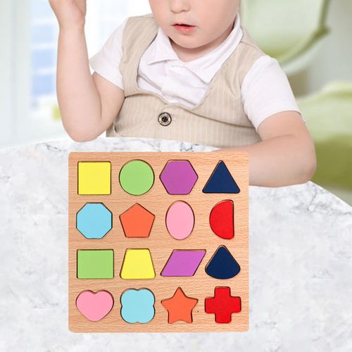 Wooden Shape Puzzle Sorting Board Blocks Montessori Matching Game For Toddlers