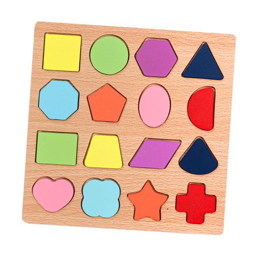 Wooden Shape Puzzle Sorting Board Blocks Montessori Matching Game For Toddlers