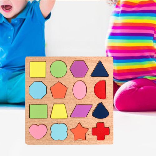 Wooden Shape Puzzle Sorting Board Blocks Montessori Matching Game For Toddlers