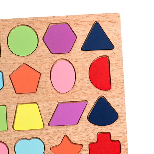 Wooden Shape Puzzle Sorting Board Blocks Montessori Matching Game For Toddlers