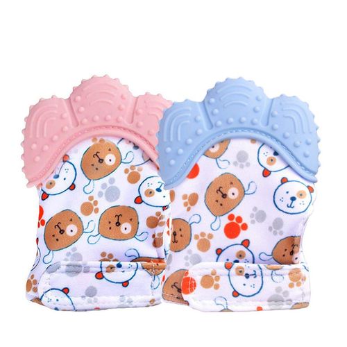 2 Pcs Silicone Teething Mitten,Soothing Infant Teething Mitten with Adjustable Strap (3 - 12 Months baby)