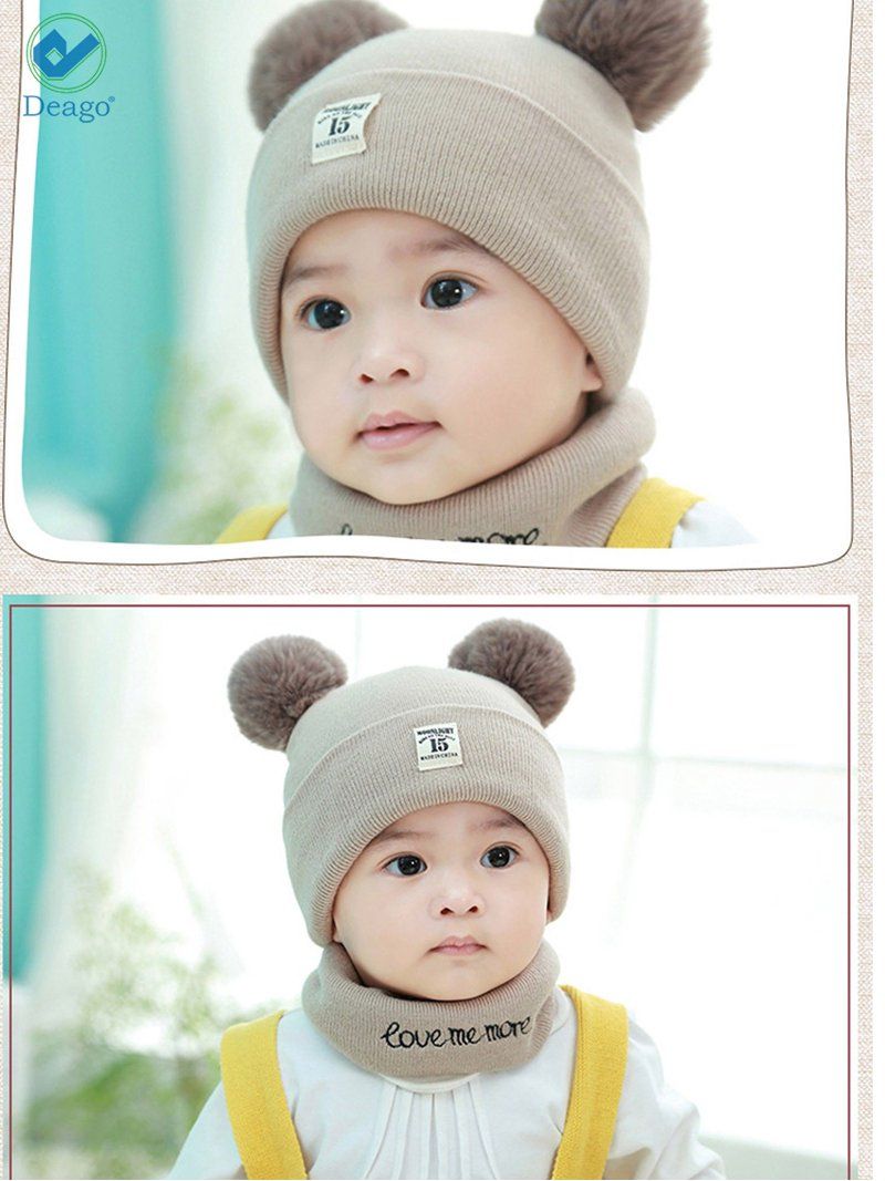 Toddler Baby Boy And Girl Beanie Hat Neck Gaiter Knit Winter Cold Weather Set for Age 0 - 5 years Child Warm Knitted Hat Scarf (1 Scarf And 1 Hat) - Brown