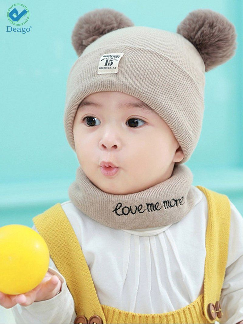 Toddler Baby Boy And Girl Beanie Hat Neck Gaiter Knit Winter Cold Weather Set for Age 0 - 5 years Child Warm Knitted Hat Scarf (1 Scarf And 1 Hat) - Brown