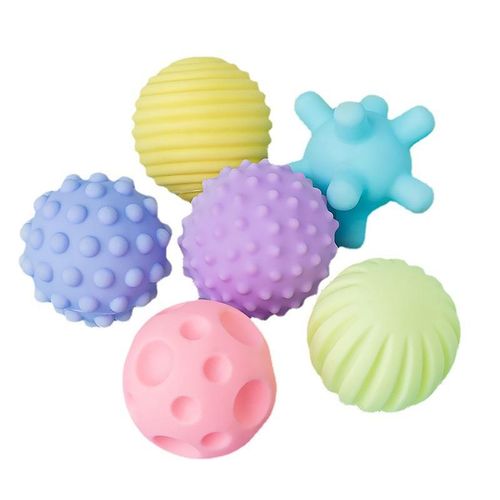 6pcs Colorful & Bright Child Touch Hand Ball Toy Infant Sensory Balls Massage Soft Ball, 6-12 Months Baby Learning Grasping Soft Sensory Toys For Kids Gift