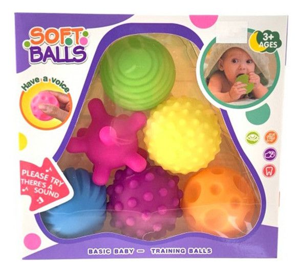 6pcs Colorful & Bright Child Touch Hand Ball Toy Infant Sensory Balls Massage Soft Ball, 6-12 Months Baby Learning Grasping Soft Sensory Toys For Kids Gift