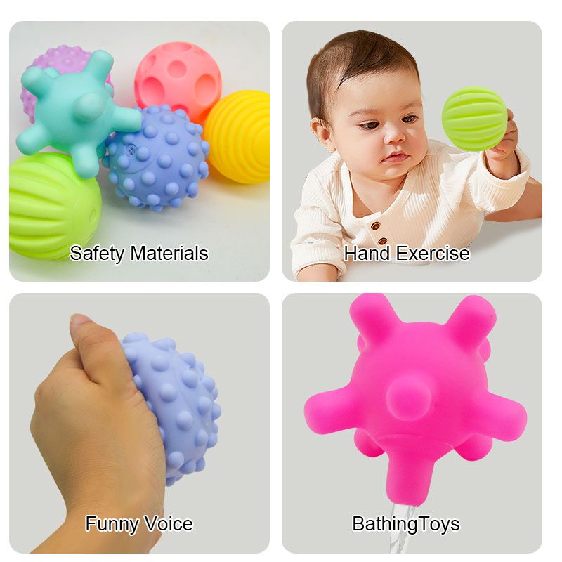 6pcs Colorful & Bright Child Touch Hand Ball Toy Infant Sensory Balls Massage Soft Ball, 6-12 Months Baby Learning Grasping Soft Sensory Toys For Kids Gift