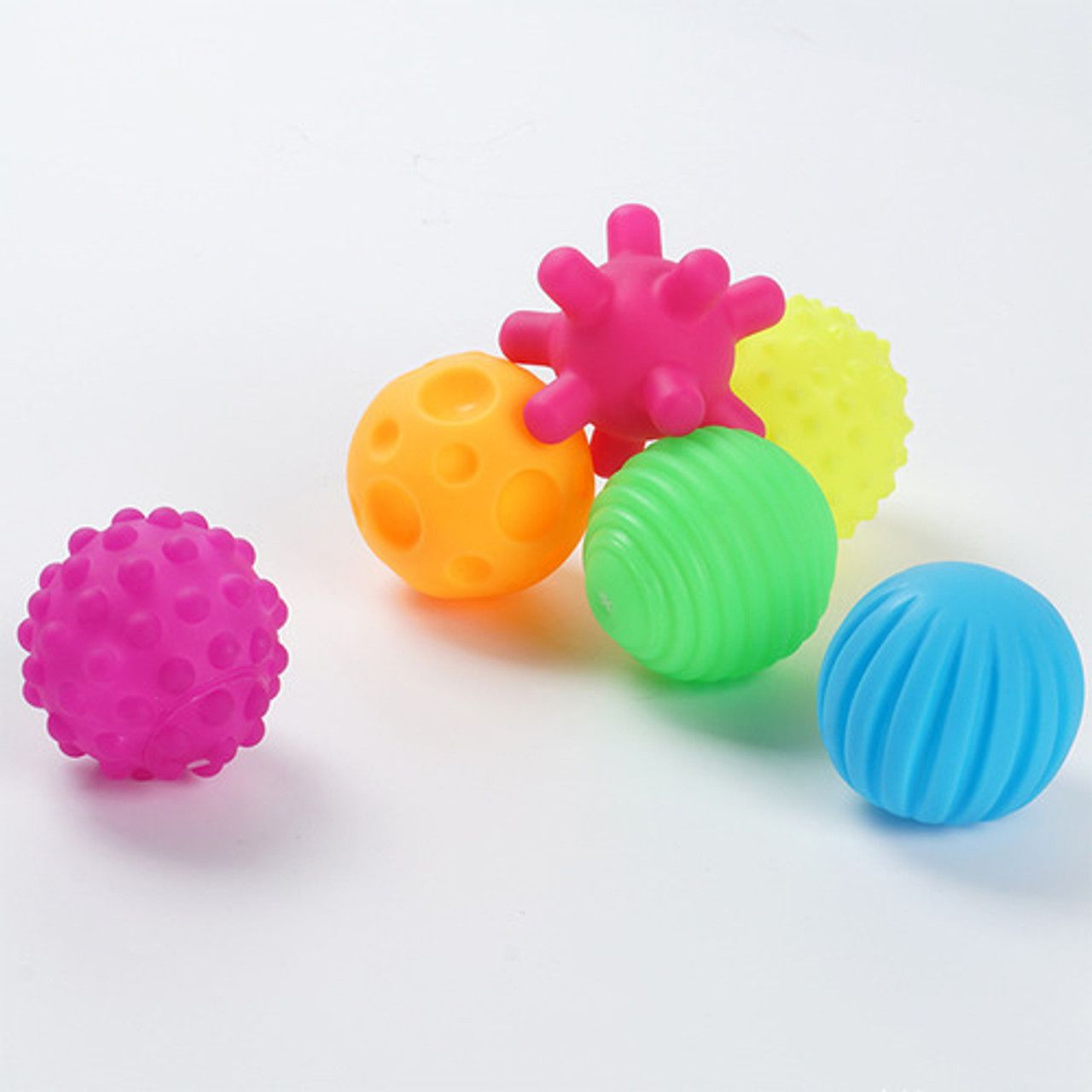 6pcs Colorful & Bright Child Touch Hand Ball Toy Infant Sensory Balls Massage Soft Ball, 6-12 Months Baby Learning Grasping Soft Sensory Toys For Kids Gift