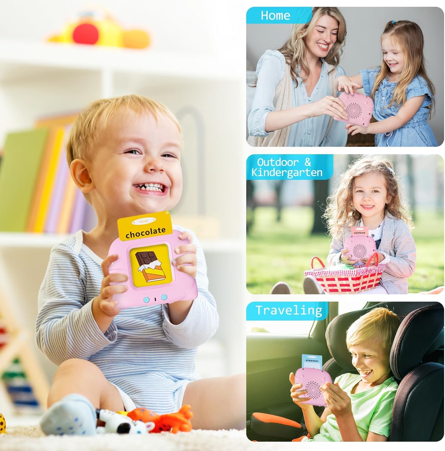 Talking Flash Cards for Toddlers 3 4 5 6 Years Speech Therapy Toys Autism Toys Learning Cards Audible Sound Machine with 224 Sight Words Birthday Gifts for Boy Girl