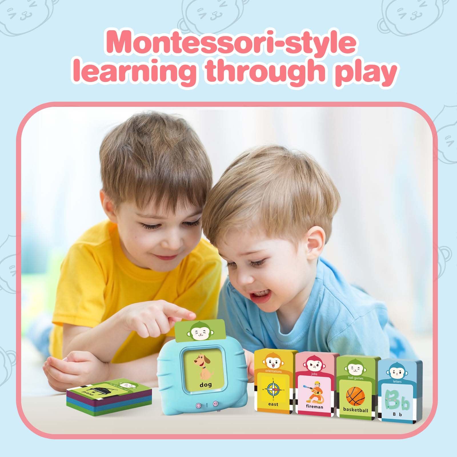 Talking Flash Cards for Toddlers 3 4 5 6 Years Speech Therapy Toys Autism Toys Learning Cards Audible Sound Machine with 224 Sight Words Birthday Gifts for Boy Girl