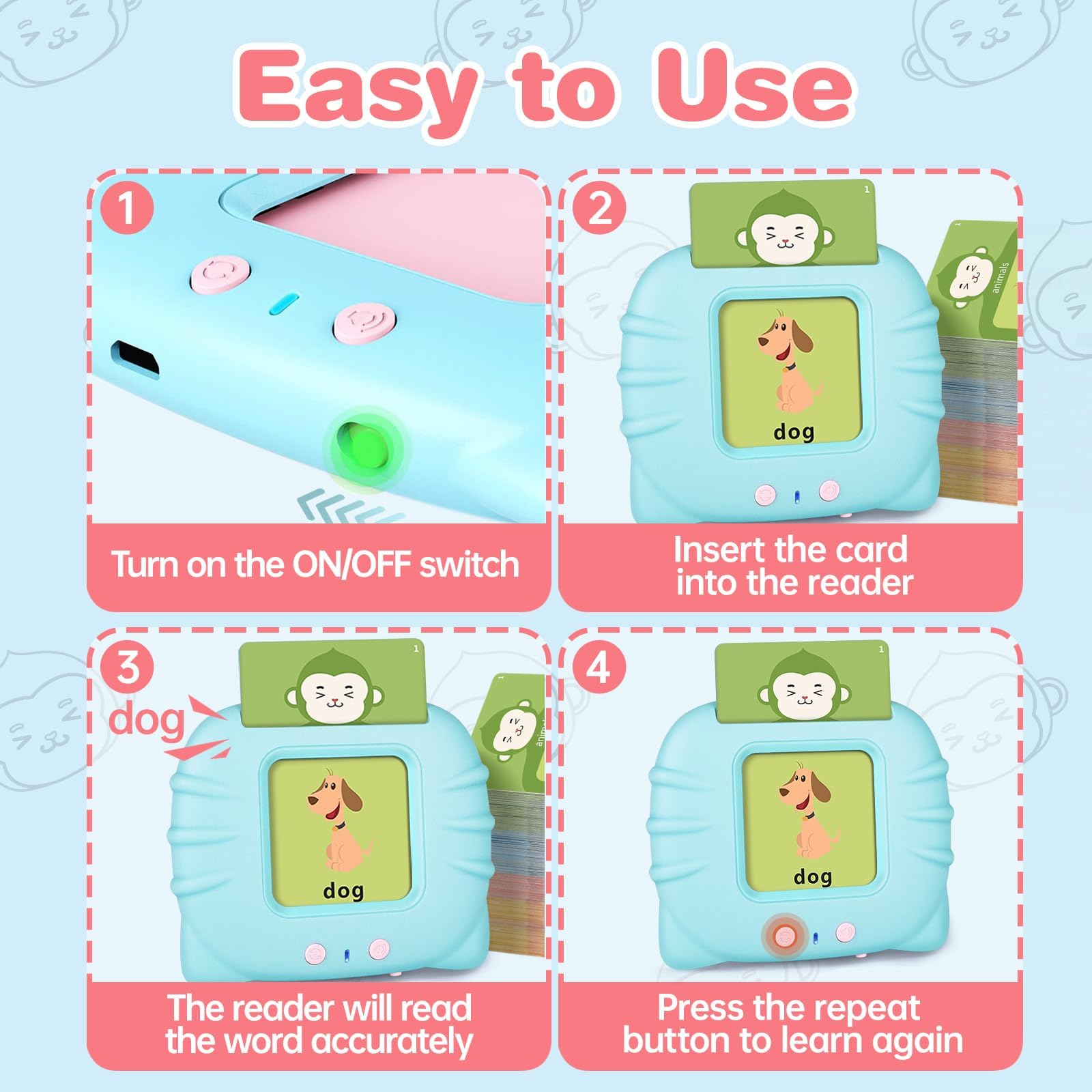 Talking Flash Cards for Toddlers 3 4 5 6 Years Speech Therapy Toys Autism Toys Learning Cards Audible Sound Machine with 224 Sight Words Birthday Gifts for Boy Girl