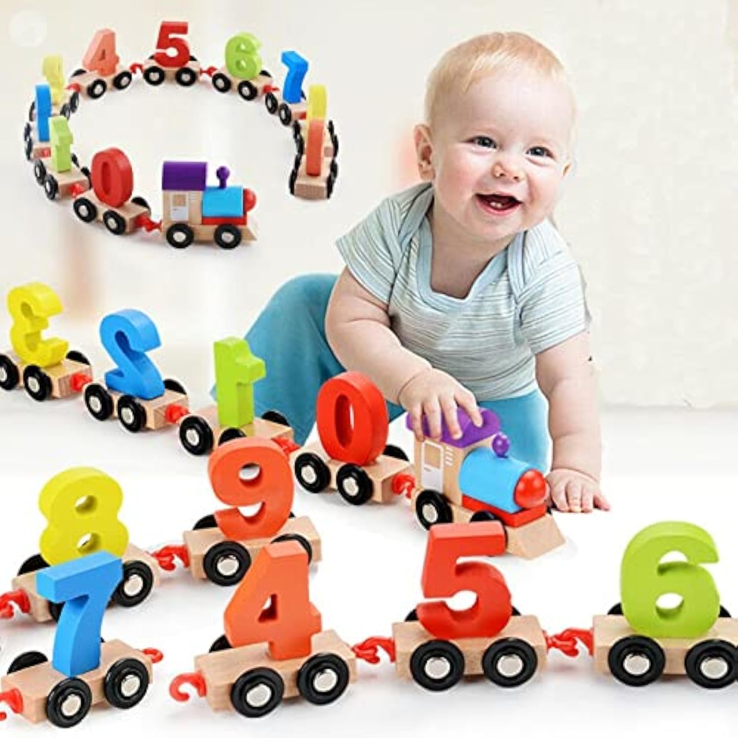 Wooden Number Train toy Digital Train Set Railway toy Kid Early Counting 0-9 Number Learning Toy,Early Learning Educational Toys for age over 3 years Children Kids Toddler Boys Girls