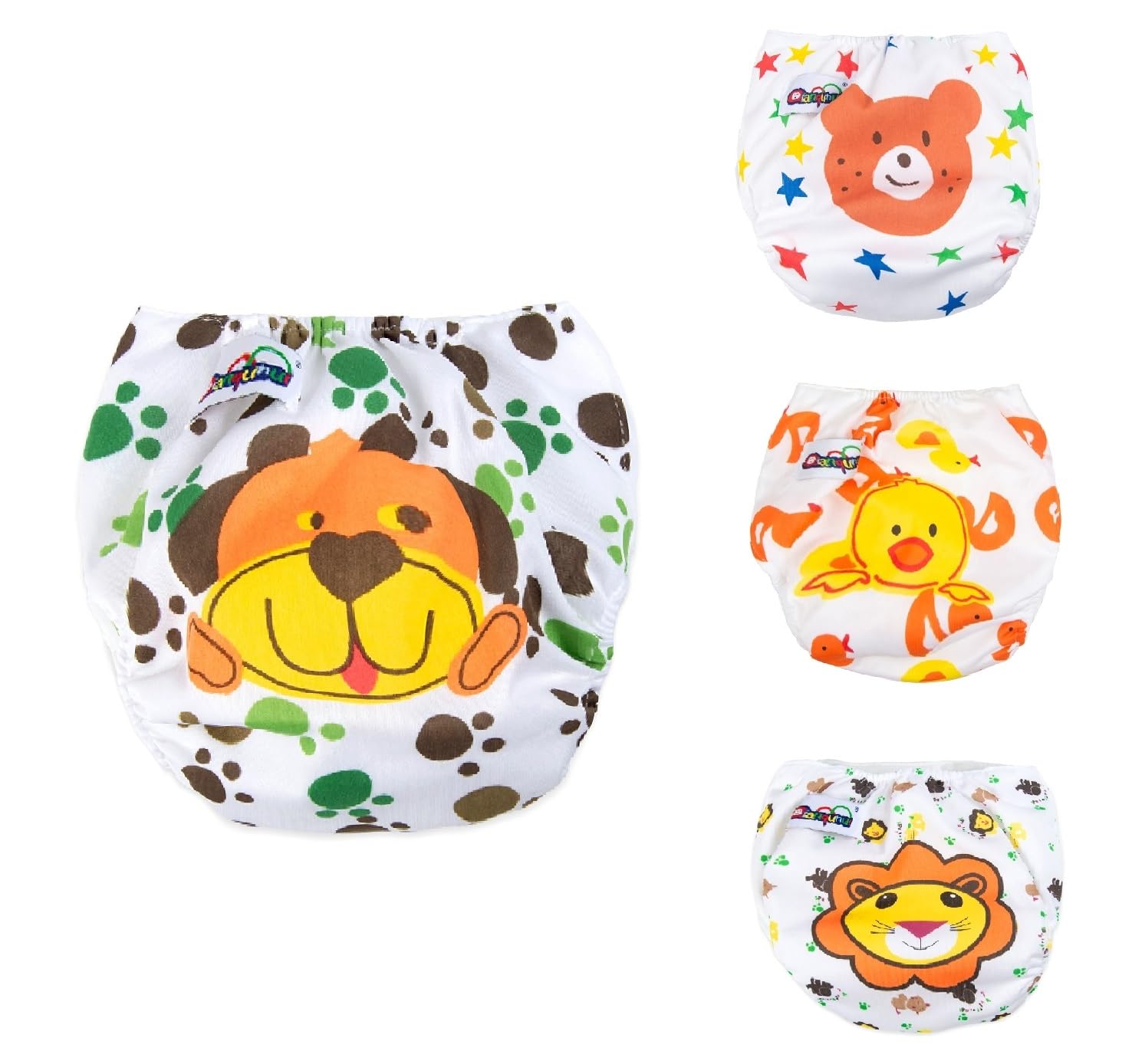 4 Pieces Baby Washable, Adjustable, Reusable Cloth Unisex Toddler Kids Waterproof Breathable Diaper With 3 Inserts Each (0 to 3 Yrs Upto 15 Kgs)