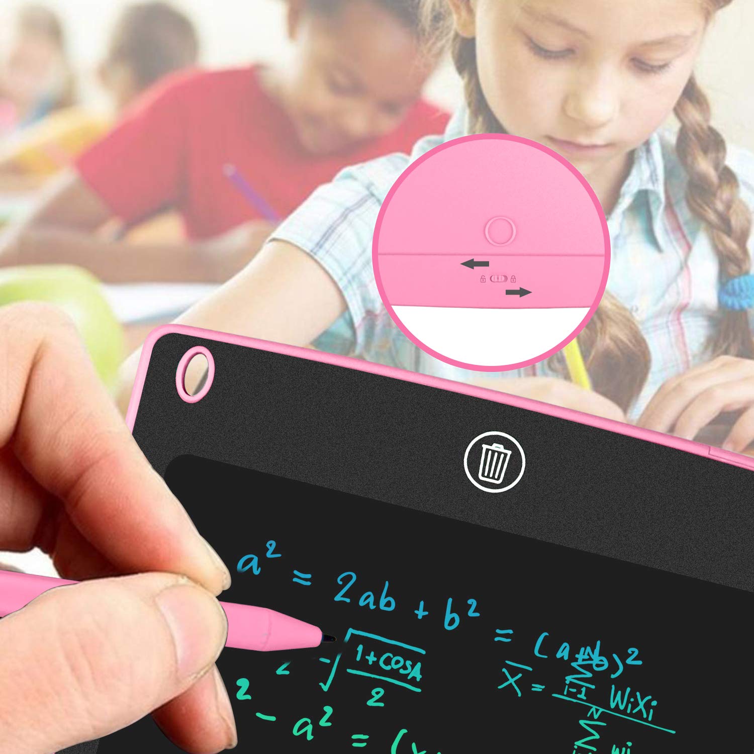 Reusable 8.5” LCD drawing pad for kids. Write, draw, and erase with ease! Safe screen, no radiation, comes with stylus. Fun tool for learning, play, and creativity. For home, school & on-the-go.