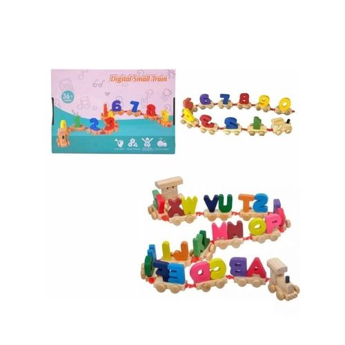 Handicraft Wooden Numeric Puzzle Train for Kids Digits Number 0 to 9 Wooden Number Train for Early Educational Kids