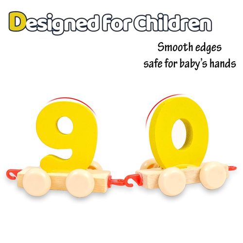 Handicraft Wooden Numeric Puzzle Train for Kids Digits Number 0 to 9 Wooden Number Train for Early Educational Kids